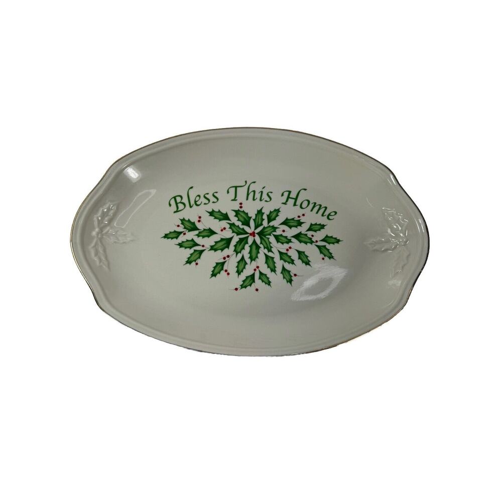 Lenox Holiday Bless This Home Tray Serving Dish